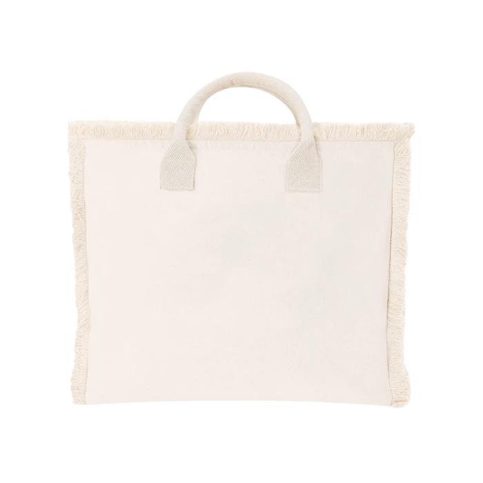 Sac coton frangé zippé  36 x 32  x 19 cm