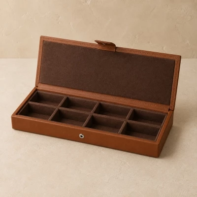 Boite bijoux cuir pleine fleur 