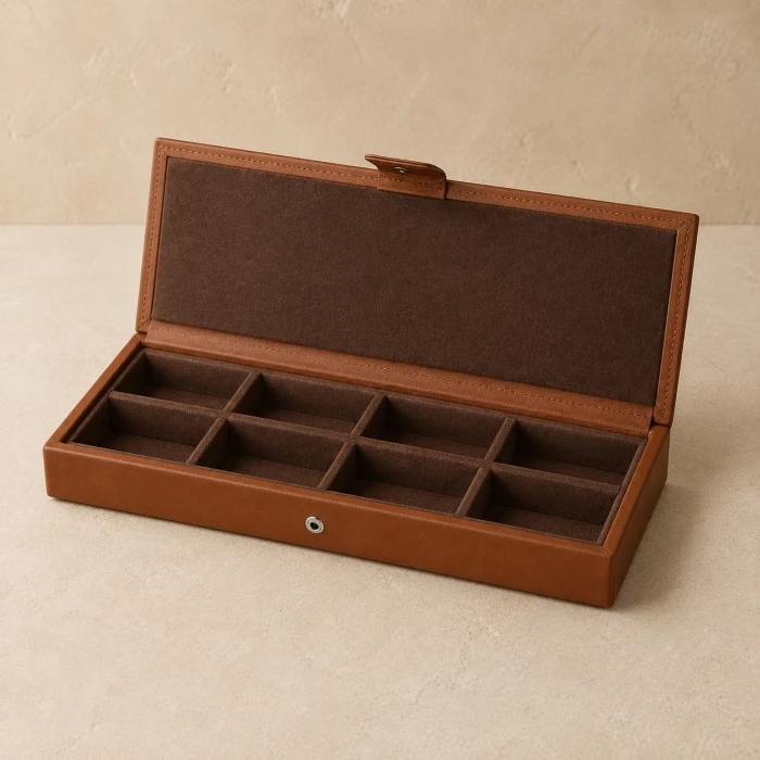 Boite bijoux cuir pleine fleur 