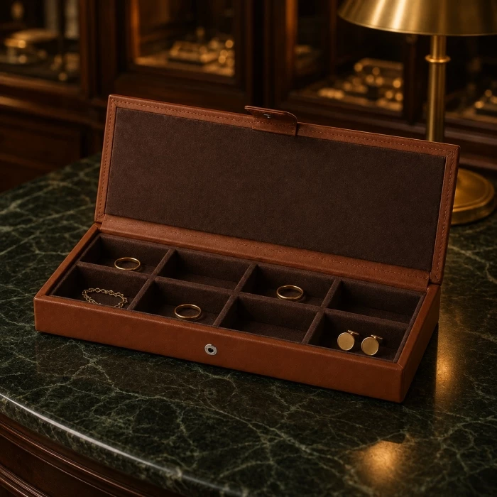 Boite bijoux cuir pleine fleur 